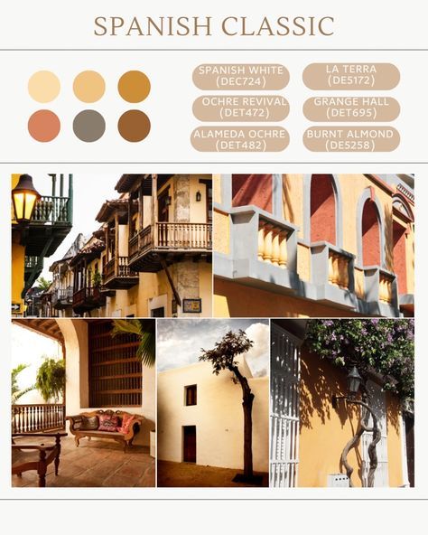 Best Yellows for Leading Architectural Styles of the Southwest: Spanish Style Homes | Dunn-Edwards Paints Spanish Style Exterior Paint Colors, Spanish Style Exterior, Spanish Colonial Homes, Southwest Colors, Classic White Kitchen, 1920s House, House Restoration, Spanish Style Home, Colourful Tile