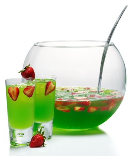 Midori Berry Bliss Green Vodka Cocktail Recipe Green Punch Recipes, Juice Splash, Midori Melon, Skyy Vodka, Melon Liqueur, Soda Water, Vanilla Vodka, Party Punch, Punch Recipes