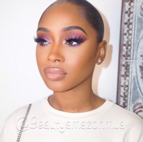 Purple Eye Makeup, Brown Skin Makeup, Purple Makeup, Dark Skin Makeup, Makeup For Black Women, Makeup Goals, Flawless Makeup, Gorgeous Makeup, Love Makeup