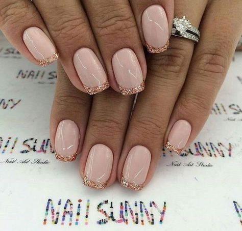 French Manicure Nail Designs, Shellac Nail Designs, Glitter French Manicure, French Pedicure, Manicure Designs, French Manicure Designs, Gold Nail Designs, Manicure Nail Designs, Glittery Nails