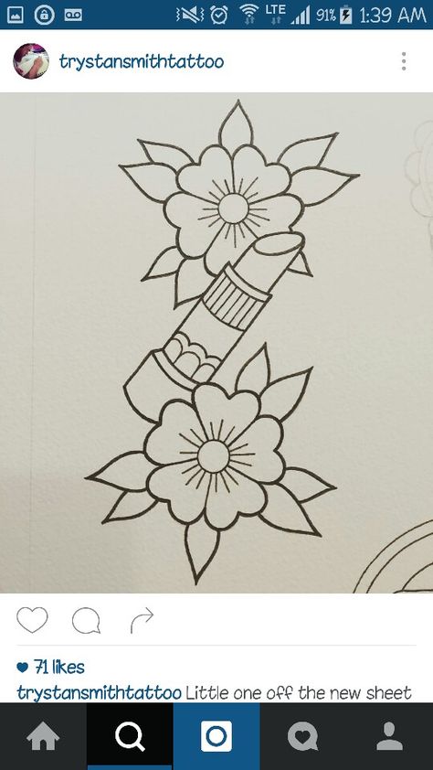 Lipstick Tattoo, Traditional Tattoo Drawings, Lipstick Tattoos, Traditional Tattoo Flowers, Kunst Tattoos, Wicked Tattoos, Doodle Tattoo, Spooky Tattoos, Old School Tattoo Designs