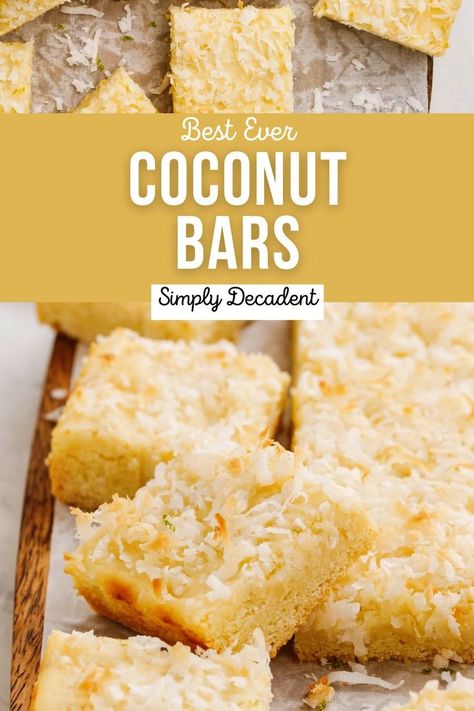 Coconut Cream Bars Recipes, Coconut Bar Cookies, Coconut Pecan Dream Bars, Coconut Cream Cookies, Dessert With Coconut Cream, Coconut Dessert Bars, Coconut Squares Recipe, Coconut Dream Bars, Coconut Cream Bars