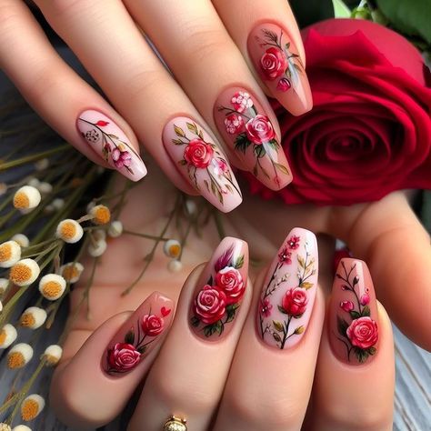 Cherry Blossom Nails Art, Nail Summer, Cherry Blossom Nails, Short Ombre, Nails Ombre, Chrome Nails Designs, Rose Nail Art, Ombre Nail, Spring Nail Designs