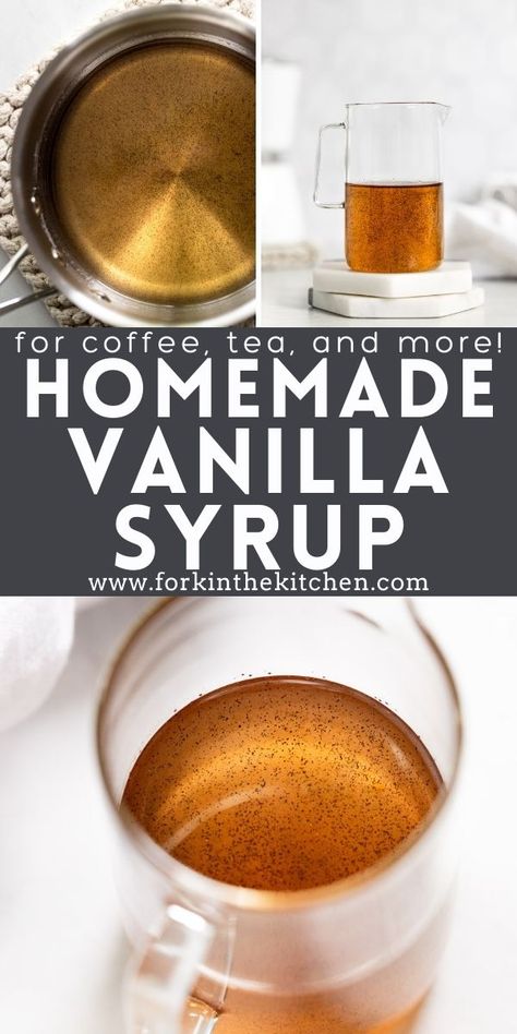 Homemade Vanilla Syrup, Vanilla Simple Syrup, Vanilla Syrup For Coffee, Yum Drinks, Real Vanilla, Breakfast Drinks, Simple Syrups, Vanilla Bean Cakes, Vanilla Bean Paste