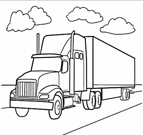 Semi Truck Drawing, Coloring Worksheets For Kindergarten, Monster Truck Coloring Pages, Truck Coloring Pages, Cars Coloring Pages, Easy Coloring Pages, Big Rig Trucks, Color Worksheets, Coloring Pages To Print