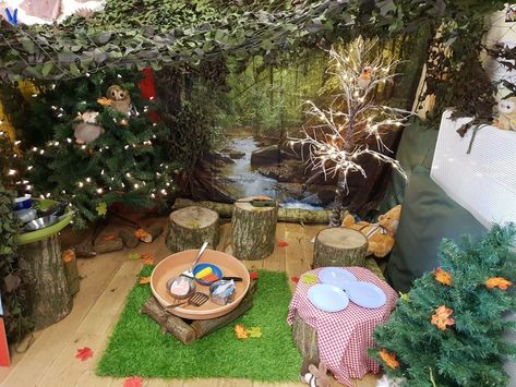 Woodland Role Play Area, Forest Role Play Area, Camping Role Play Eyfs, Enchanted Forest Role Play Area, Camping Role Play Area, Autumn Home Corner Eyfs, Enchanted Forest Dramatic Play, Into The Woods Eyfs, Autumn Role Play Eyfs