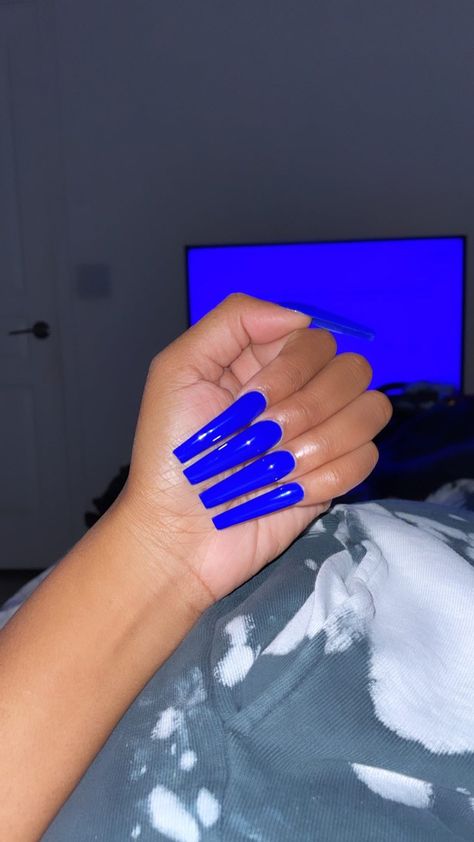 Long Dark Blue Nails, Dark Blue Nails Coffin, King Blue Nails, Blue Nails Coffin, Drippy Nails, Dark Blue Nails, Long Square Nails, Amazing Nails, Long Acrylic Nails Coffin