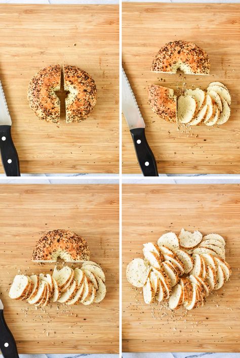 Crunchy Savory Snacks, Bagel Chips Recipe Air Fryer, What To Make With Bagels, Air Fryer Bagel Chips, Air Fryer Apps, Bagel Appetizers, Mini Bagel Appetizers, Low Fat Air Fryer Recipes, Bagel Chips Recipe