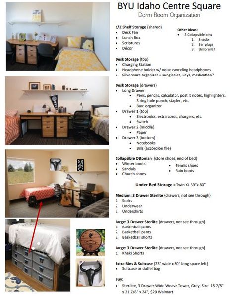 College Dorm Checklist for Guys {Centre Square at BYU Idaho} – Tip Junkie Dorm List For Boys, College Dorm Checklist For Guys, Dorm Room Essentials List For Guys, Byu Dorm, Collage List College Packing, Byui Byu Idaho, Rustic Style Bedroom, Byu Idaho, College Dorm Checklist