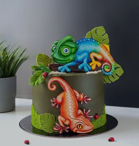 Chameleon Cake, Whimsical Cake, Cake Cookies, Birthday Cake, Pastel, Cake, Birthday, Quick Saves