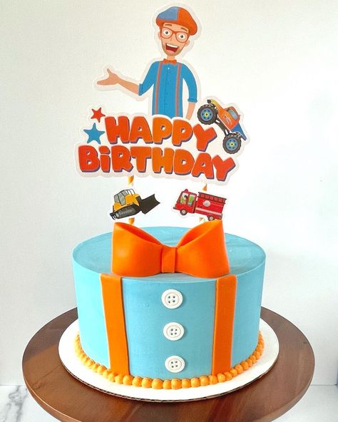 Eden’s Desserts on Instagram: “Blippi cake for a special 4 year olds birthday! Chocolate cake with vanilla buttercream. #dessertsbyeden #cake #cakesofinstagram…” Blippi Buttercream Cake, Cake For 4 Year Boy, Birthday Cake For 4 Year Boy, Blippi Birthday Cake, Chocolate Cake With Vanilla Buttercream, Blippi Party, Birthday Chocolate Cake, 3rd Birthday Party For Boy, Soccer Birthday Cakes