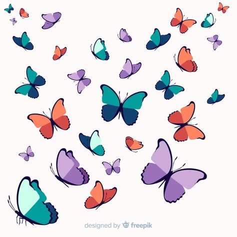 Hand drawn swarm butterfly background | Free Vector #Freepik #freevector Butterfly Drawing Outline, Butterfly Outline, Fireworks Background, Banner Drawing, Double Sided Business Cards, Butterfly Background, New Year Fireworks, Festival Background, Spring Background