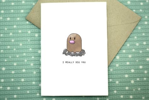 Diglett Pokemon, Pokemon Happy Birthday, Funny Boyfriend Birthday Card, Pokemon Birthday Card, Funny Dad Birthday Cards, Birthday Card Puns, Boyfriend Christmas Card, Birthday Puns, Punny Valentines