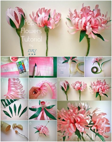 Diy Paper Flowers Tutorial, Make Paper Flowers, Diy Flores, Paper Flower Art, Fleurs Diy, Paper Flower Crafts, Diy Papier, How To Make Paper Flowers, Seni Origami