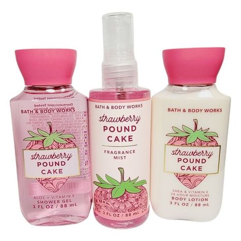 Cake Travel, Strawberry Pound Cake, Bath N Body Works, Pound Cake With Strawberries, Body Hygiene, Bath And Body Works Perfume, Shower Skin Care, Pretty Skin Care, Bath And Body Care