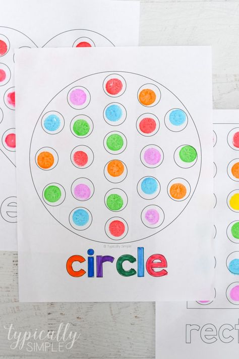 Dot Shapes Printables - Typically Simple Preschool Circle Shape Crafts, K4 Activities, Dot Markers Art, Paint Activities, Dot Activities, Preschool Shapes, Learning Centers Preschool, Preschool Journals, Prek Ideas