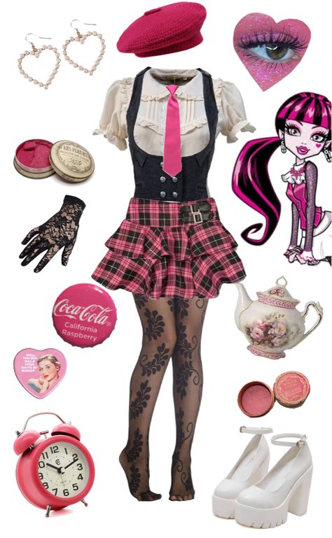 Idol Day Spirit Week, Draculaura Outfit Shein, Monster High Draculaura Halloween, Draculaura Inspired Fits, Catty Noir Inspired Outfit, Monster High Outfits Draculaura, Draculaura Halloween Costume Aesthetic, Draculara Inspired Outfits, Revealing Halloween Costumes Women