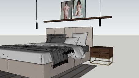 Bedroom 3d Warehouse, Warehouse Bedroom, Wooden Bed Side Table, Round House Plans, Marketing Office, Upholstery Bed, Sketchup Model, Bed Back, Contemporary Bed