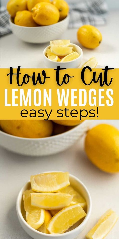 How to Cut Lemon Wedges the right way so you can get all the lemon juice. Lemon wedges are used to squeeze juice into recipe or for drinks. Learn how to easily cut a lemon into wedges. #eatingonadime #howto #lemon #lemonwedges Non Alcoholic Drink Recipes, Alcoholic Drink Recipes, Alcoholic Drink, Lemon Wedge, Grilled Fish, Drinks Alcohol Recipes, Lemon Recipes, How To Squeeze Lemons, Non Alcoholic Drinks