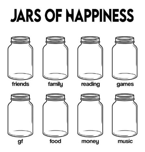 Jars Of Happiness, Jars Of Love, Jar Of Happiness, Jar Of Happiness Template, Fill The Jars Template, Diy Crafts Pencil Case, About Crush, Kartu Ulang Tahun Diy, Happy Jar