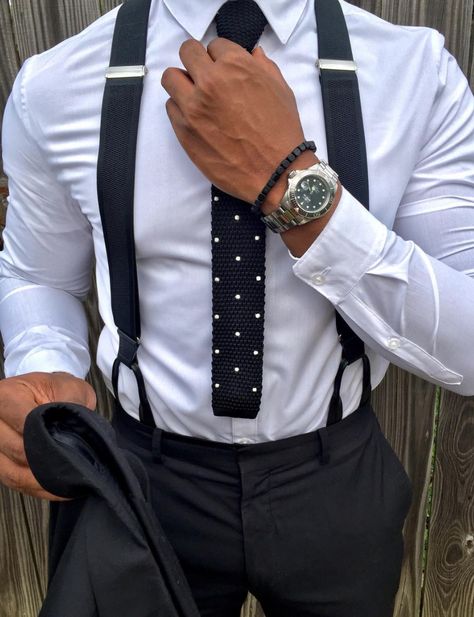 Classy and Vintage menswear and outfits Black Suspenders, Suspenders, White Shirt, A Man, White, Instagram, Black