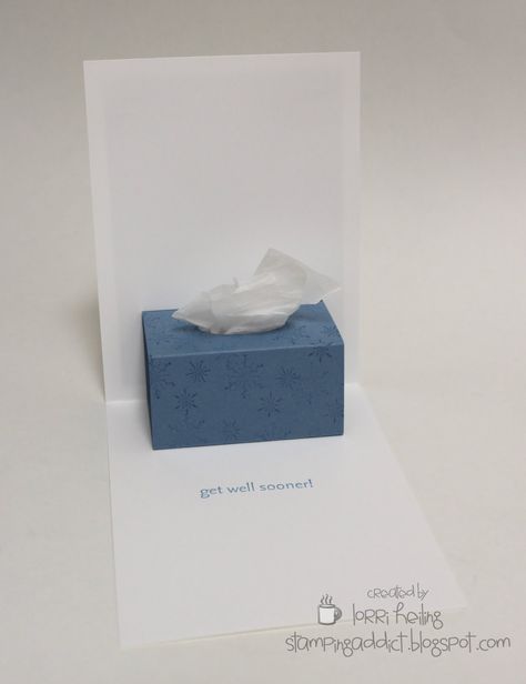 Cold and Flu Season Get Well Card :: inside ~ pop up tissue box! Kleenex Box, 카드 디자인, Get Well Cards, Pop Up Cards, Tissue Box, Creative Cards, Sympathy Cards, Folded Cards, Paper Cards