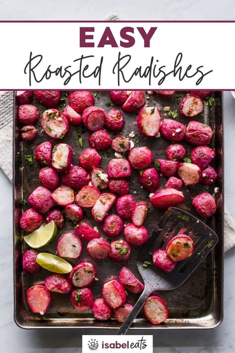 In Mexican food, you’ll most likely see radishes as a garnish for different meals like posole, sopes, or even pickled with jalapenos and carrots. Roasted Radishes Recipe, Radishes Recipe, Roasted Radishes, Radish Recipes, Soy Free Recipes, Egg Free Recipes, Diner Recipes, Keto Side Dishes, Roasted Meat