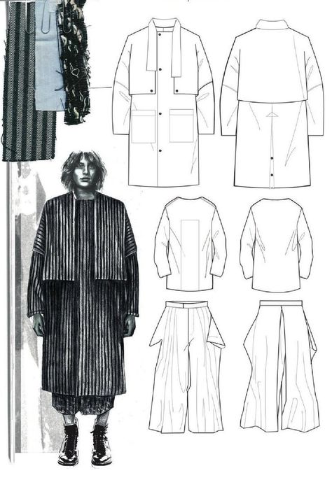 Design Drawings Fashion, Sketchbook Fashion, Fashion Sketches Men, Board Layout, Silhouette Mode, Fashion Portfolio Layout, Graphisches Design, Technical Drawings, Fashion Design Sketchbook