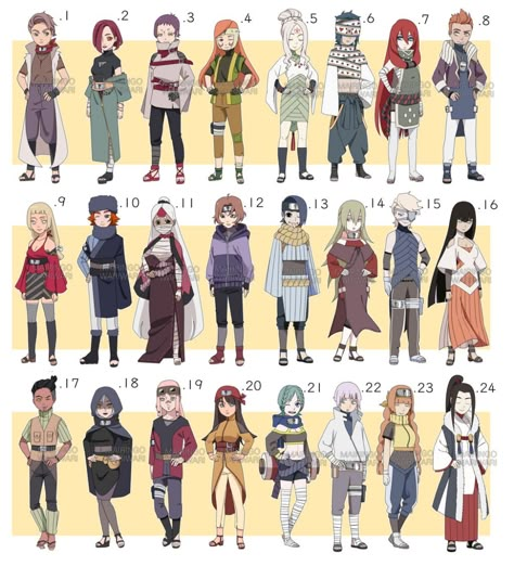 Naruto Collab Adoptables [CLOSED] by Ringoleen on DeviantArt Boruto Outfits, Naruto Oc Ideas, Naruto Outfits, Dragons Clothes, Naruto Costumes, School Of Dragons, Naruto Clothing, Ninja Outfit, Naruto Ideas