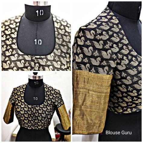 Back high neck, front 'U' neck, and elbows sleep present this design is moving very fast. Simple High Neck Blouse Designs, High Neck Designs For Blouses, High Neck Blouse Back Designs, Front U Neck Blouse Designs, U Neck Blouse Designs, Back High Neck Blouse Designs, Back High Neck Blouse, High Neck Saree Blouse, Blouse Designs Ideas