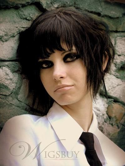 Short Sassy Emo Girls Haircut 100% Human Hair Capless Wig 10 Inches Short Emo Haircuts, Gaya Rambut Emo, Short Emo Hair, Emo Haircuts, Emo Hairstyle, Short Punk Hair, Emo Hairstyles, Chin Length Hair, Girl Haircut