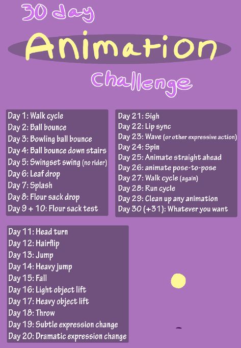 Animation Challenge, 30 Day Art Challenge, Art Journal Challenge, 30 Day Drawing Challenge, Learn Animation, Art Style Challenge, Art Journal Prompts, Drawing Ideas List, Animation Sketches