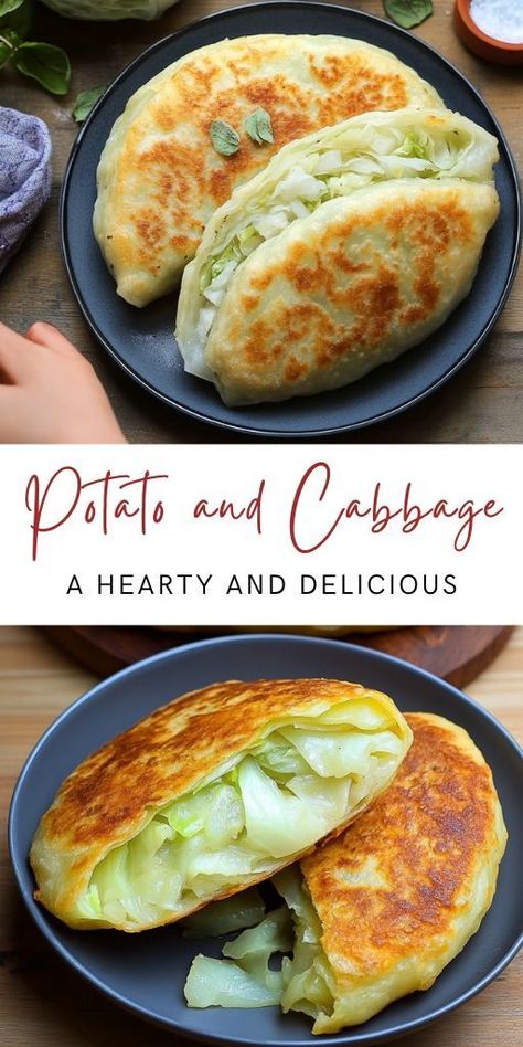 Potato and Cabbage Pockets: A Hearty and Delicious Treat Ingredients: 5 potatoes (starchy variety) 1 onion 1 carrot 1/4 head of cabbage 1 egg Salt and pepper to taste Fresh parsley, chopped 1 cup all-purpose flour 10g baking powder 2 tablespoons tomato paste 2 cloves garlic, minced 1/2 cup flour (for dusting) Oil for frying #Cabbage #Fritters Cabbage Pockets, Fried Cabbage And Potatoes, Cabbage Fritters, Potato And Cabbage, Potatoes Cabbage, Cabbage And Potatoes, Potato Recipes Side Dishes, Tastemade Recipes, Vegetarian Lunch