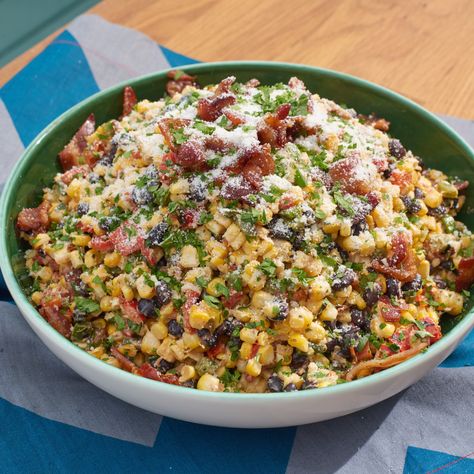 Grilled Mexican Street Corn Salad by Jeff Mauro Grilled Mexican Street Corn Salad, Street Corn Salad Recipe, Grilled Mexican Street Corn, Mexican Street Corn Salad Recipe, Mexican Salad Recipes, Street Corn Salad, Jeff Mauro, Corn Salad Recipe, Mexican Salads