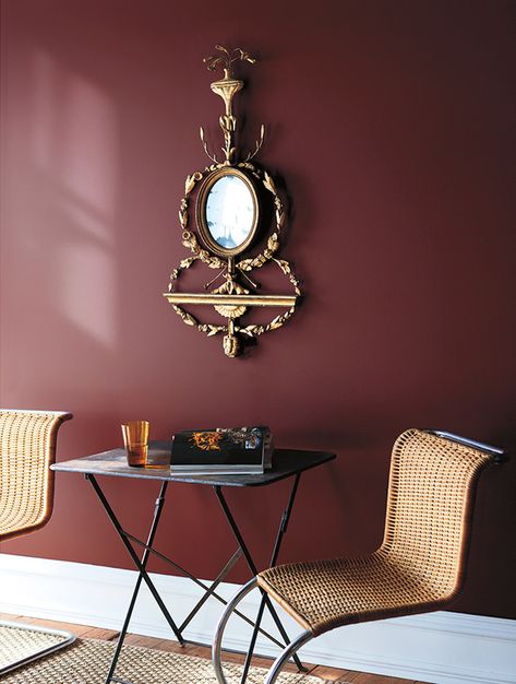 Good Living Room Colors, Burgundy Paint, Matte Paint, Paint Colors Benjamin Moore, Red Wall, Painted Wall, Red Walls, Kitchen Floor, Living Room Colors