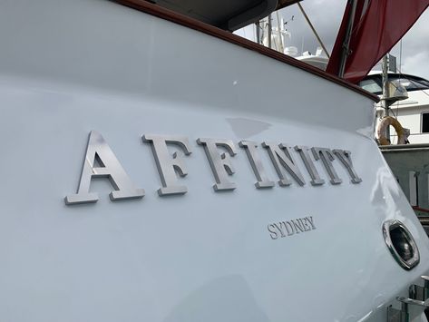 New S/S boat name for an awesome customer! More pics in the link 📸 #InnovativeWraps #YachtDecals #StainlessSteelSigns #BoatName Boat Name Decals, Boat Lettering, Boat Name, Boat Names, Steel Signs, The Marine, Custom Build, Design Process, Vinyl Decals