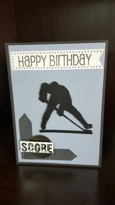 Hockey birthday cards Birthday Cards For Sports Lover, Hockey Cards Ideas, Stampin Up Hockey Cards, Hockey Cards Birthday, Hockey Birthday Cards, Tractor Cards, Birthday Cards Ideas, Sport Crafts, Birthday Card Template Free