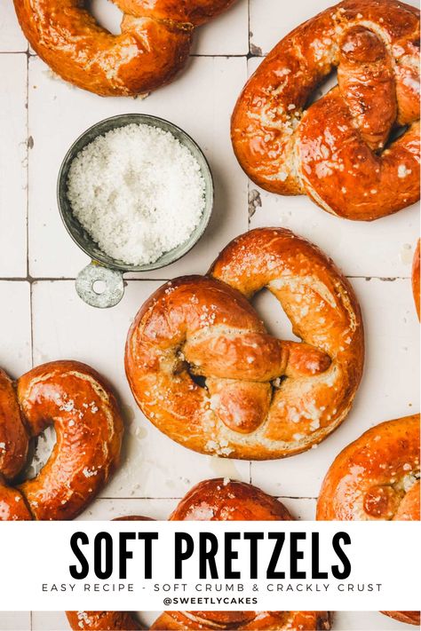 How to make the traditional homemade German soft pretzel recipe, with a soft and fluffy crumb and a crunchy and crackly crust with sea salt. German Soft Pretzel Recipe, Soft Pretzels Easy, German Pretzel Recipe, Soft Pretzels Recipe, German Pretzels, Cinnamon Pretzels, Baked Pretzels, Pretzel Recipe, Soft Pretzel Recipe