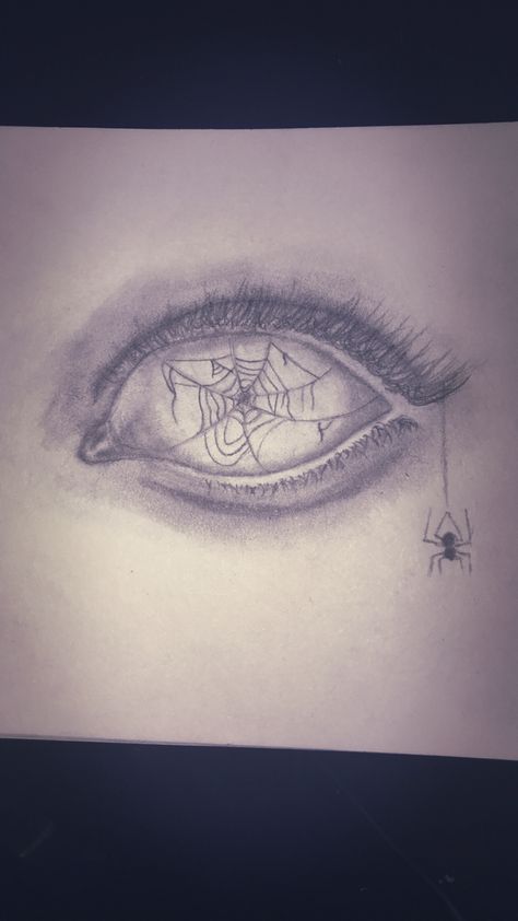 Spider Coming Out Of Eye Drawing, Spider Eye Drawing, Spiderweb Drawing Realistic, Unique Eye Drawings, Spider Eyes Drawing, Spider Sketch Easy, Spiderweb Drawings, Spider Drawing Sketches, Spider Sketch