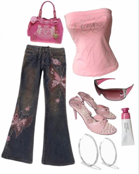 00s Fashion Outfit, Y2k Pink Outfit, Y2k Outfits Aesthetic, Mcbling Fashion, Trashy Outfits, 2000s Outfit, Kawaii Y2k, Fashion Kawaii, 2000s Clothes