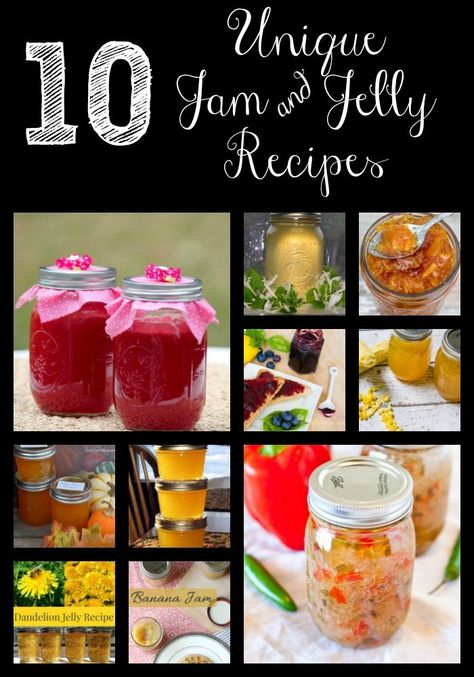 Looking for some unique jelly and jam recipes to make this summer? It's so much fun to create a jar of summer all on your own, and this post is full of some fabulously creative ideas! Honeysuckle Jelly, Fruit Jelly Recipe, Pineapple Jam Recipe, Pineapple Jelly, Canning Jam Recipes, Banana Jam, Pumpkin Jam, Peach Jelly, Food Preserving