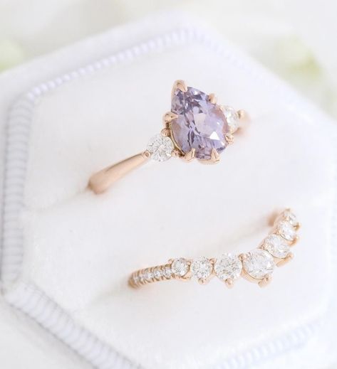 Lavender Sapphire Engagement Ring, Purple Engagement Rings, Lavender Sapphire, Purple Sapphire Ring, Diamond Alternative Engagement Ring, 3 Stone Diamond Ring, Rings Sets, Cute Engagement Rings, Stone Diamond Ring