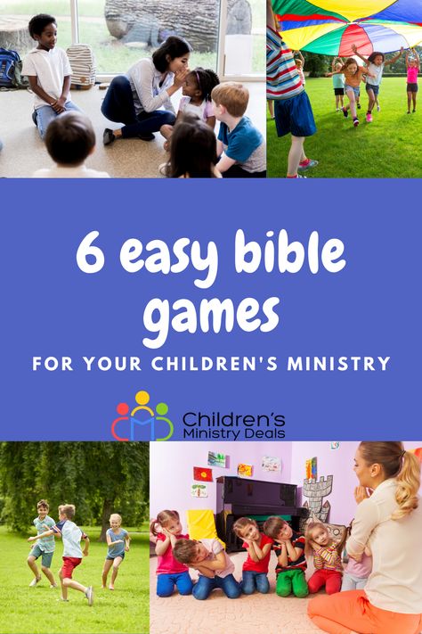 SIX EASY BIBLE GAMES FOR KIDS Childrens Bible Lessons, Childrens Ministry Games, Bible School Games, Kids Church Games, Bible Games For Kids, School Games For Kids, Childrens Ministry Deals, Toddler Bible, Kids Church Lessons