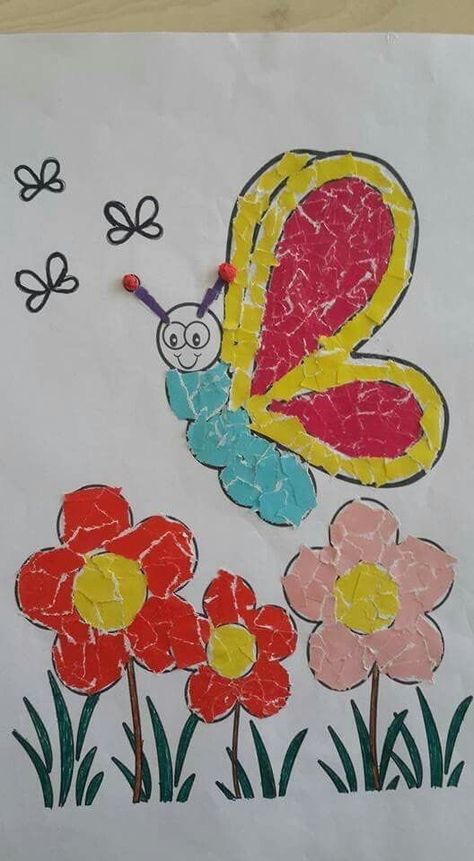 Spring Coloring Pages, Summer Crafts For Kids, Spring Crafts For Kids, Preschool Art Activities, Butterfly Crafts, Kindergarten Art, Art N Craft, Art Drawings For Kids, Paper Crafts Diy Kids