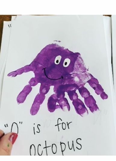 Octopus Handprint, O For Octopus, O Is For Octopus, Alphabet Crafts, Letter Of The Week, Abc Letters, Handprint Craft, Letter A Crafts, Classroom Crafts