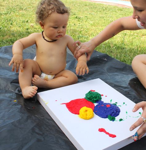 Paint A Canvas, Liddle Kiddles, 1 Year Birthday, First Birthday Pictures, Birthday Traditions, One Year Birthday, Finger Paint, Paint Canvas, Baby Boy 1st Birthday