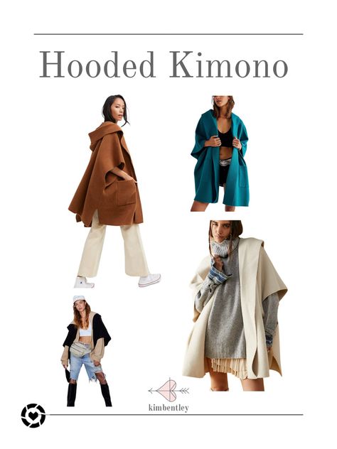 Fall kimono Kimono With Hood, Fall Kimono, Hooded Kimono, Sewing Organization, Fall Outfit, Fall Fashion, Duster Coat, Shawl, Fall Outfits