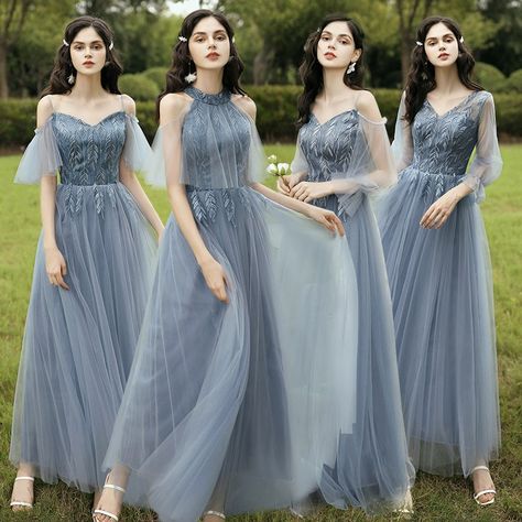 Grey Blue Bridesmaid Dresses, Ocean Blue Bridesmaid Dresses, Gaun Tulle, Bridesmaid Dresses Long Blue, Braidsmaid Dresses, Sky Blue Bridesmaid Dresses, Cheap Gowns, Navy Bridesmaid Dresses, Brown Wedding