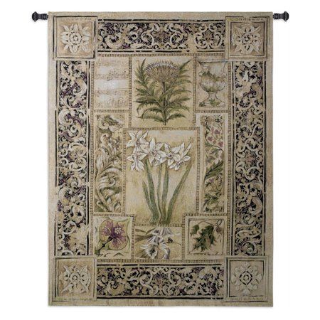 FineArtTapestries 3201-WH Music In The Garden Wall Tapestry, Beige Carpet Print, Green Tapestry, Pure Country, Flower Tapestry, Traditional Wall Art, Tapestry Wall Art, Woven Wall Hanging, West Indies, Tapestry Weaving