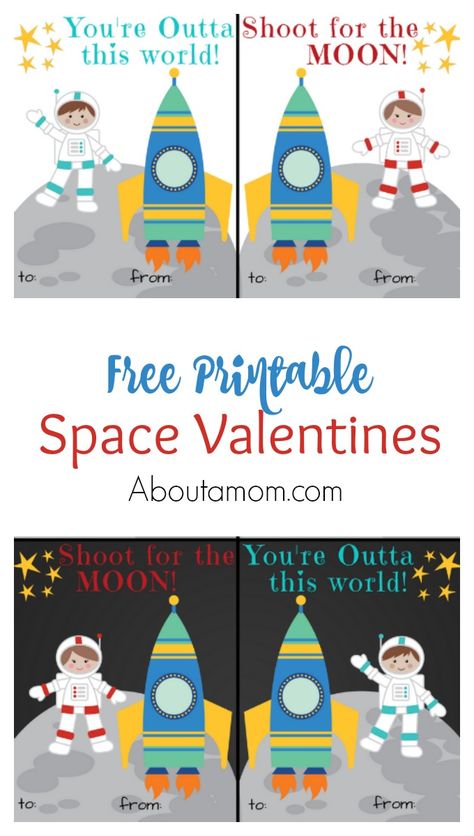 Free Printable Space Theme Valentines Space Valentines For Kids, Rocket Valentine, Space Themed Valentines, Astronaut Valentine, Kids Party Activities, Valentines Preschool, Space Valentines, Diy Kids Party, Party Activities Kids